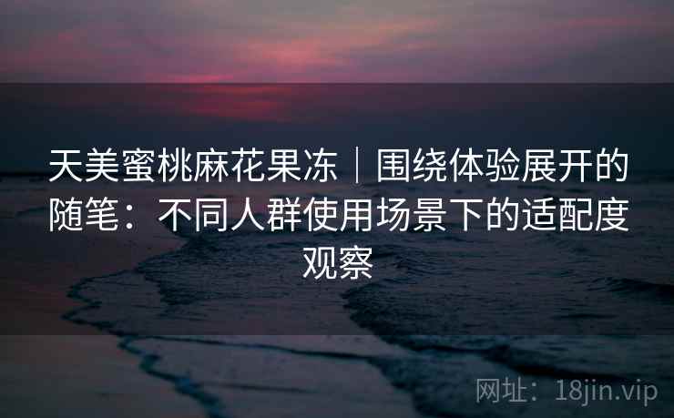 天美蜜桃麻花果冻｜围绕体验展开的随笔：不同人群使用场景下的适配度观察