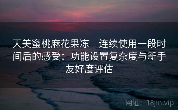 天美蜜桃麻花果冻｜连续使用一段时间后的感受：功能设置复杂度与新手友好度评估