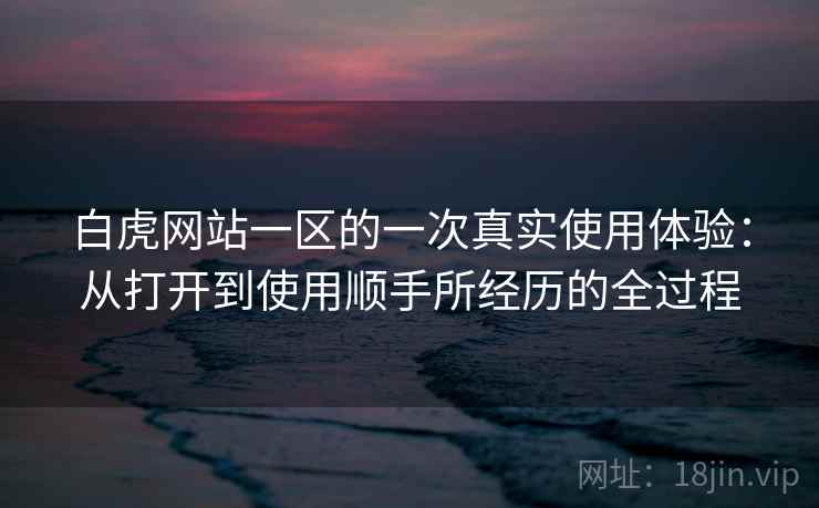 白虎网站一区的一次真实使用体验：从打开到使用顺手所经历的全过程
